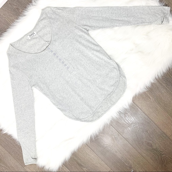 One Teaspoon Soft Haven Recycled Cotton Top Long Sleeves Grey Marl Size XXS - Picture 7 of 16